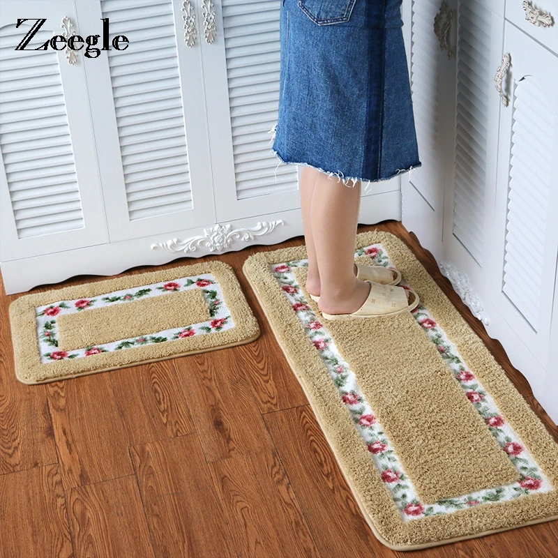 Zeegle романтический розовый сад Печатный коврик мягкий Противоскользящий