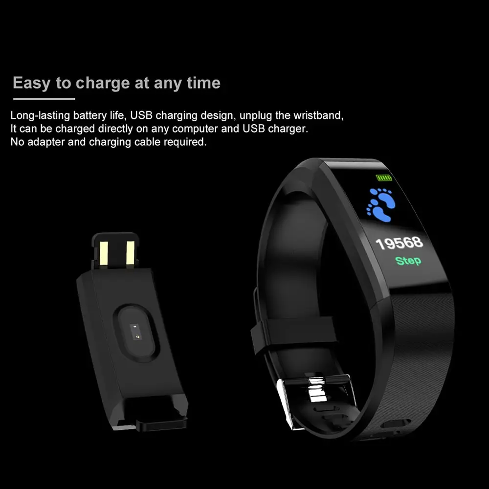 

115plus 0.96in Color Screen Intelligence Bracelet Sport Pedometer Fitness Tracker Sleep Monitor Wristband BT Fitness Equipment