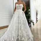 UZN элегантное белое ТРАПЕЦИЕВИДНОЕ свадебное платье Милое сексуальное иллюзионное платье на бретельках для невесты бюстье дизайнерские свадебные платья