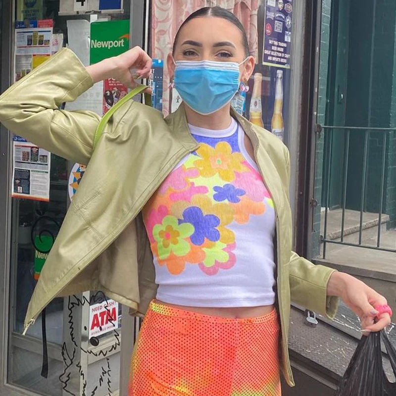 

Colorful Floral Printed Y2K Crop Top Tee Women Harajuku 90s Aesthetic Tops Summer Casual Cotton Sleeveless Corset Vest Iamhotty
