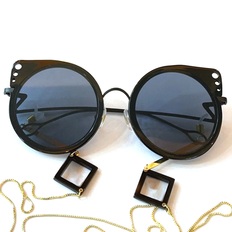 

Sunglasses Women Cat Eye Designer Luxury Metal Chain Alloy Vintage Brand Sun Glasses Female Black Lady Oculos De Sol UV400