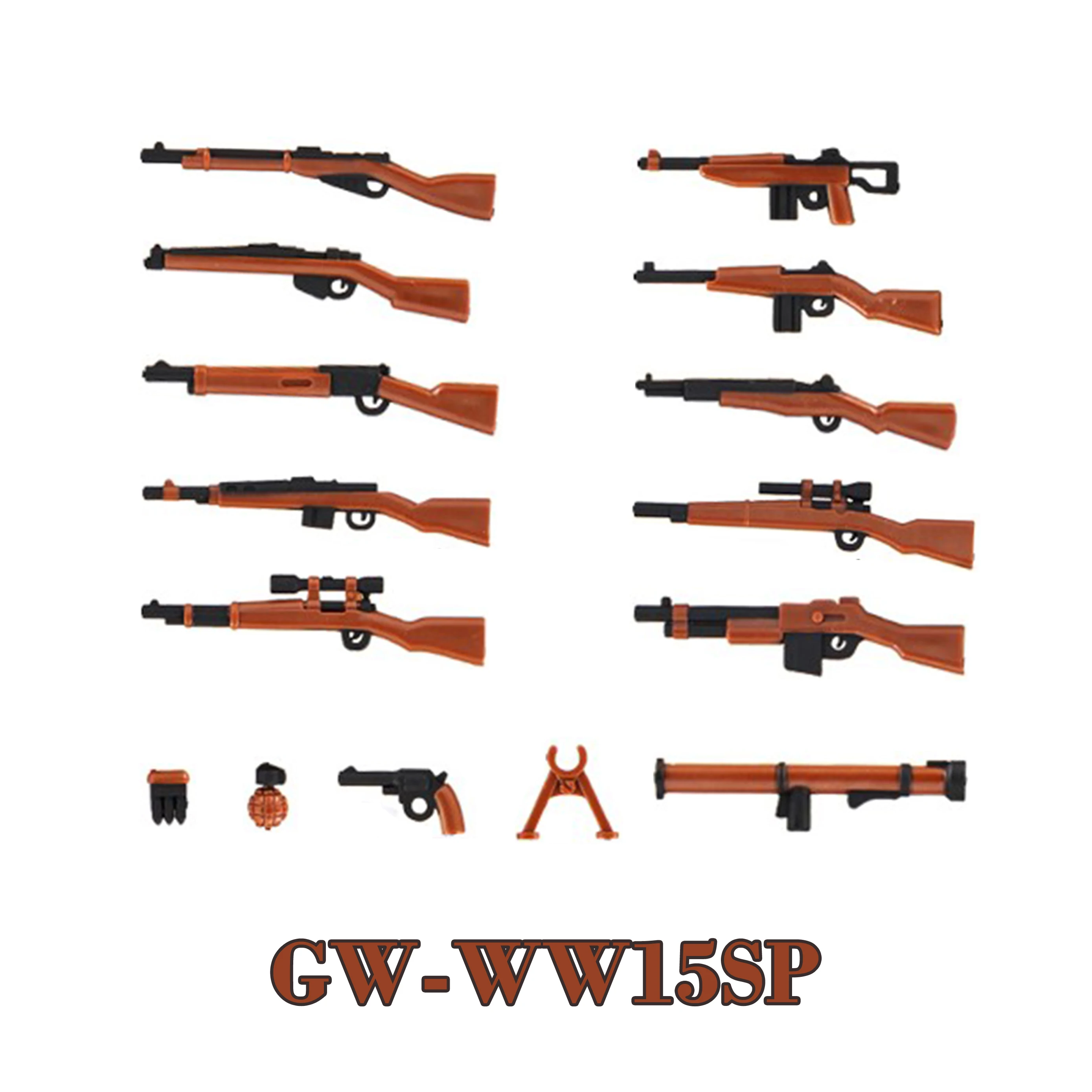 WW2 Guns M1Garand M1903 G43 Lebel Rifle Pistol Weapon Soldier Military Figure Playmobil Model Building Block Brick Children Toys | Игрушки и
