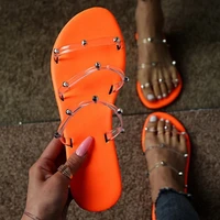 2021 womens slippers summer new fashion diamond flat slippers plus size european and american leisure outdoor beach slippers