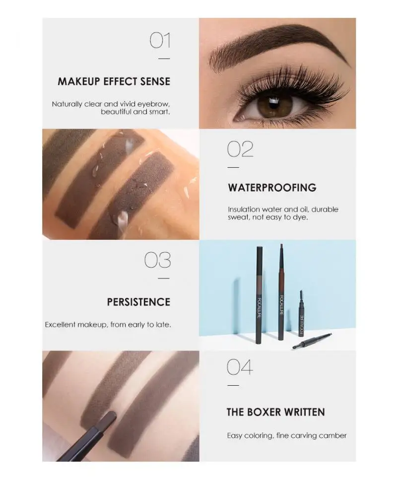 Новый карандаш для бровей 3 в 1 Авто водонепроницаемый макияж глаз тени Кисть