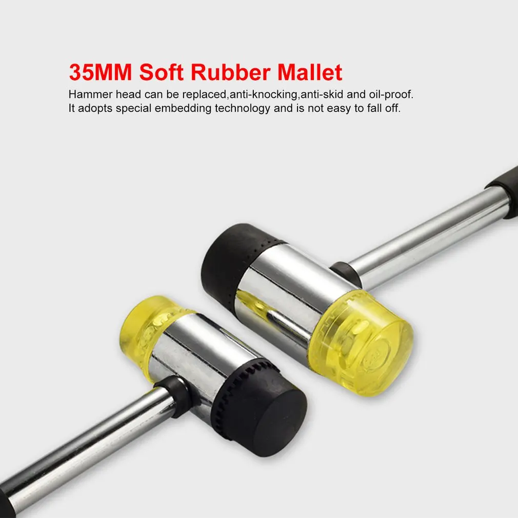 

35MM Soft Mallet Double Face Soft Tap Rubber Mallet Hammer with Non Slip Plastic Grip DIY Leather Tool Manual Hammer