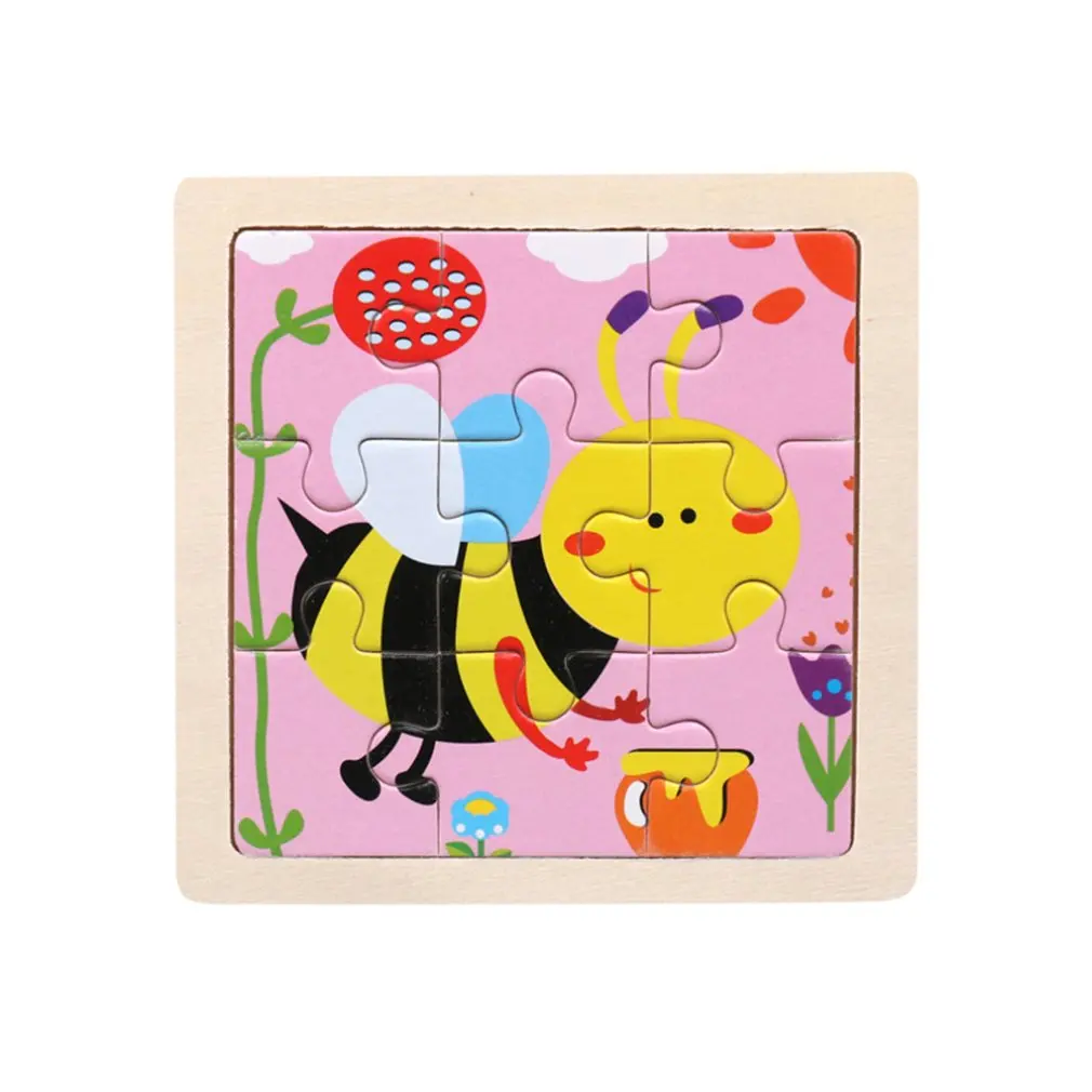 

Hot Sale 9 Slice Kids Puzzle Toy Animals and Vehicle Wooden Puzzles Jigsaw Baby Educational Learning Toys for Children Gift
