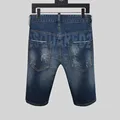 Lato w stylu dsq marka włoska dżinsy męskie wąska krótka dżinsy męskie spodnie jeansowe zipper stripe hole niebieskie szorty dziura dżinsy dla mężczyzn