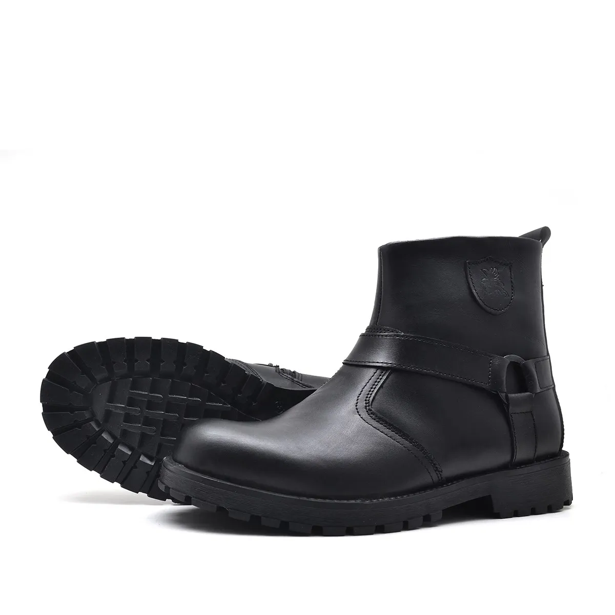 

Rakerplus Chiron Genuine Leather Black Zipper Boots