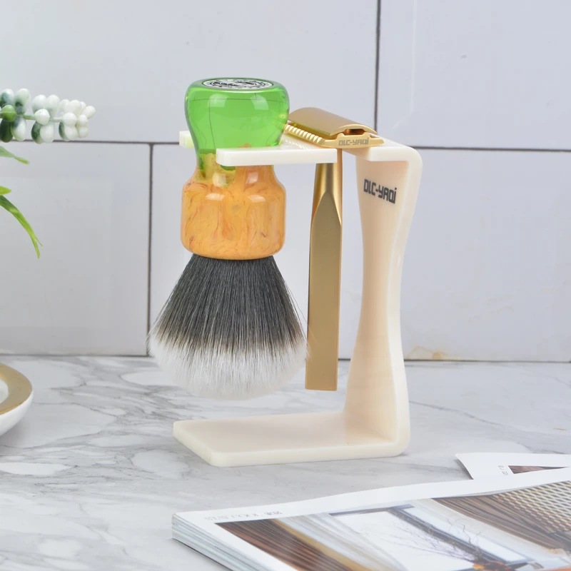 Дешевая кремово-белая кисть для бритья и держатель бритвы Yaqi