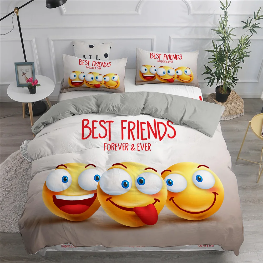 3D с принтом смайлик Постельное белье для класса люкс родителей и детей дизайн