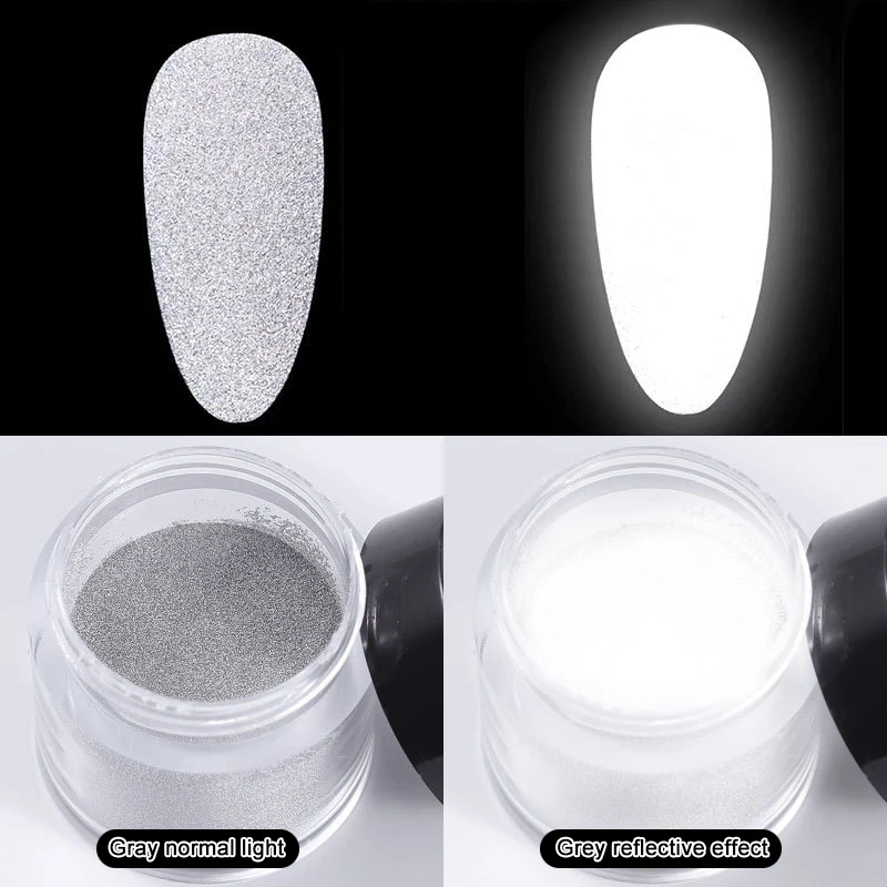 Luminous Reflective Nail Powder High Refractive Glass Microsphere Pigment Party Bar Nail Decoration TSLM2 images - 6