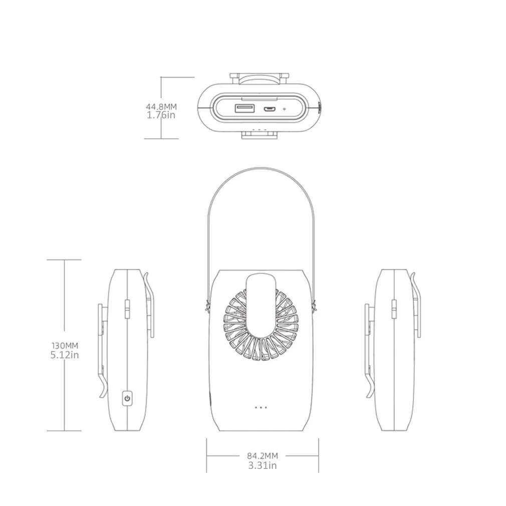 

Handheld Personal Mini Fan Hanging Neck Fan USB Rechargeable Portable Desktop Fan Cooler with Strap Adjustable 3 Speed