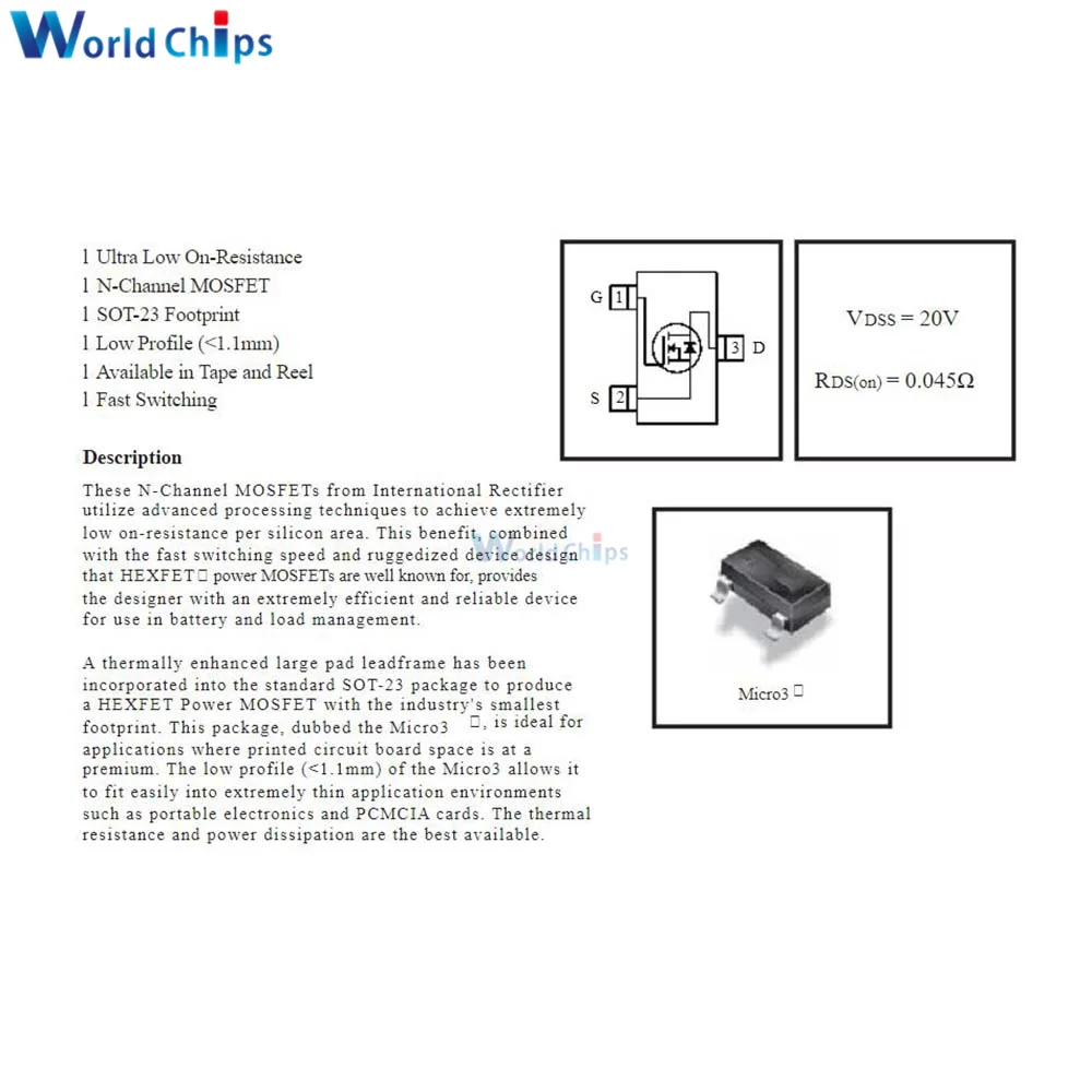 100pcs IRLML2502 ORIGINAL Mosfet N-CH 20V 4.2A SOT-23 NEW | Электронные компоненты и принадлежности