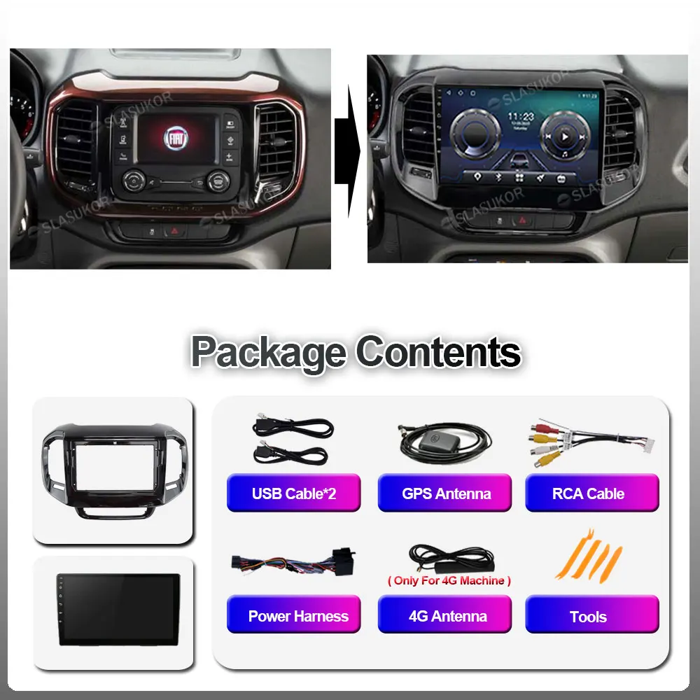 9-дюймовый Android 10 автомобильный 6G + 128G видео для FIAT Toro 2017 2018 - 2020 Carplay Авторадио DSP 4G