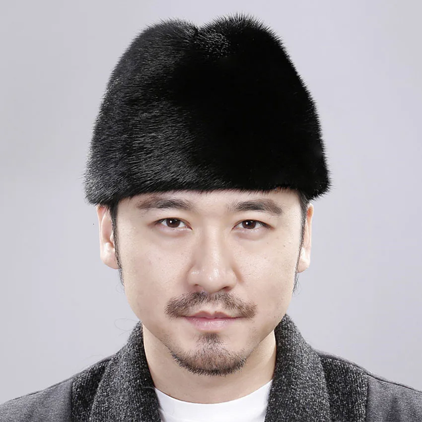 Лидер продаж, новинка, мужская шапка из меха норки, модная мужская шапка из натурального меха норки, Зимняя Теплая Верхняя шапка, головной убор, берет