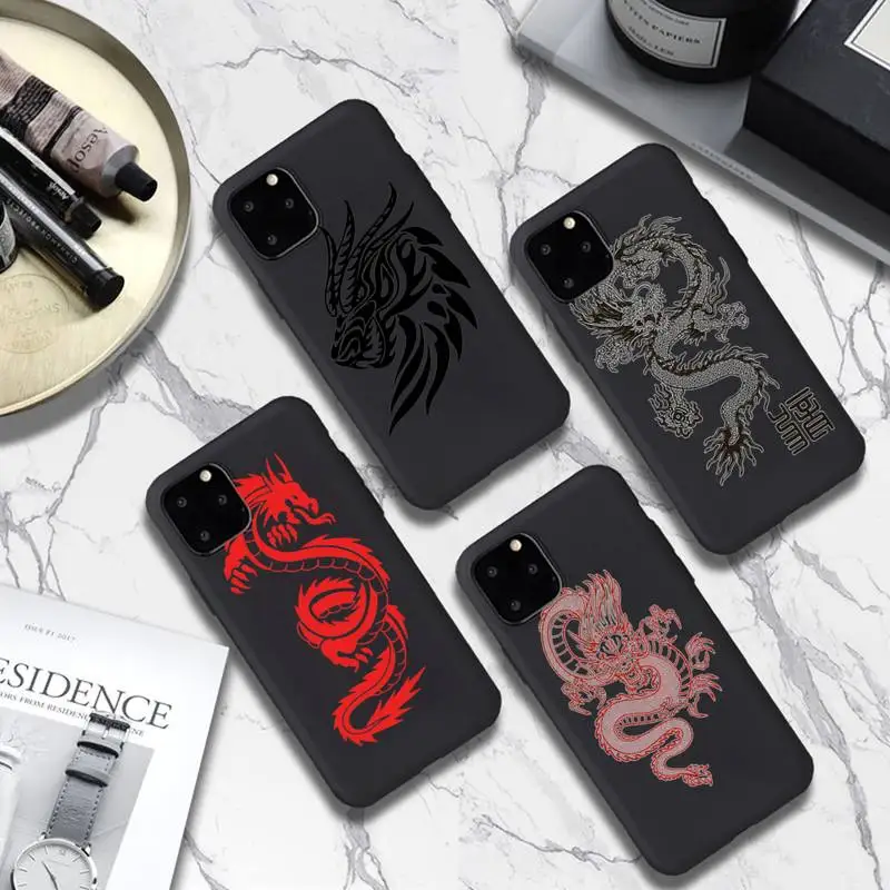 

Fashion Black Red Purple Dragon Phone Case for iPhone 8 7 6 6S Plus X 5S SE 2020 XR 11 12 Pro mini pro XS MAX