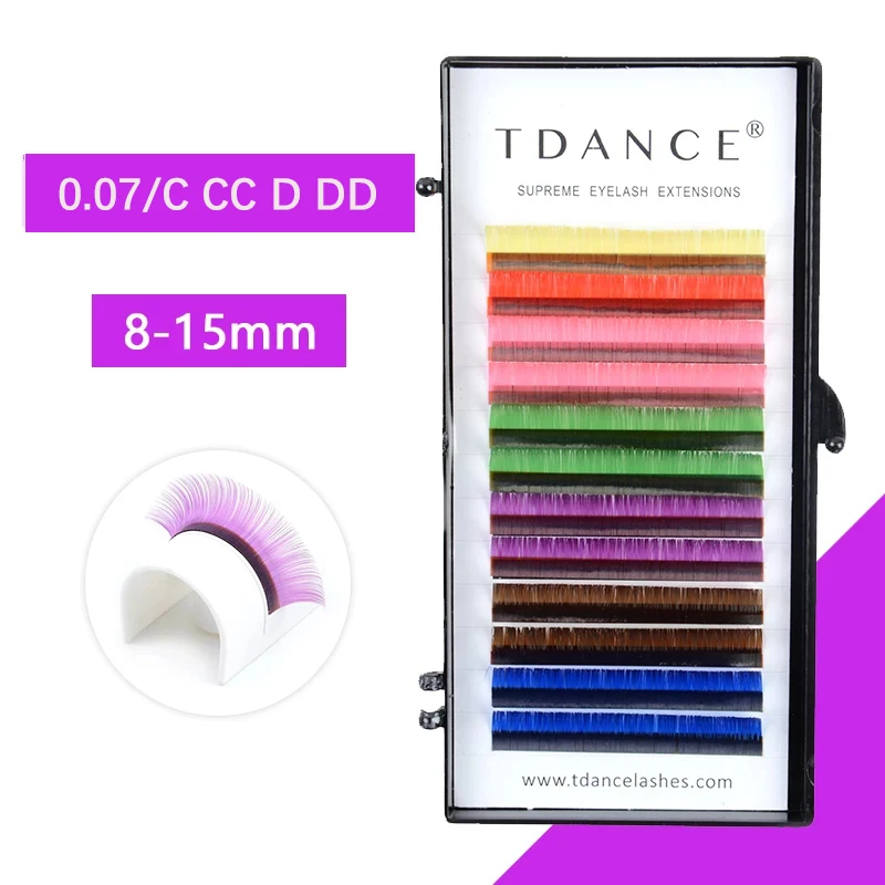 Накладные ресницы TDANCE индивидуальные поставки 12 рядов 7 цветов Профессиональные