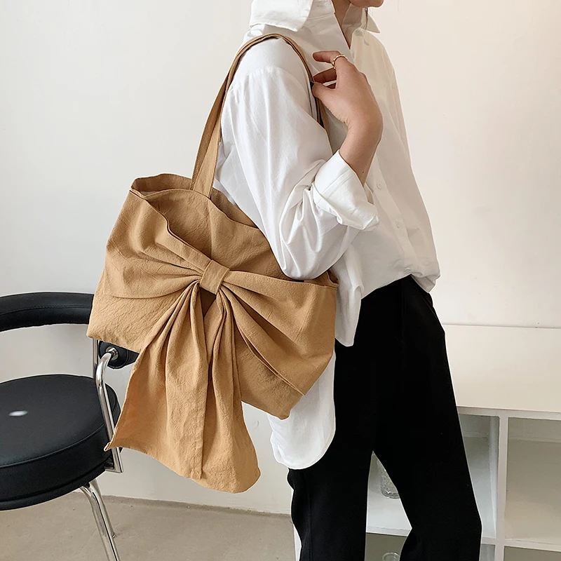 

Сумка-тоут женская холщовая, с бантом, большая емкость, Высококачественная сумка-торба