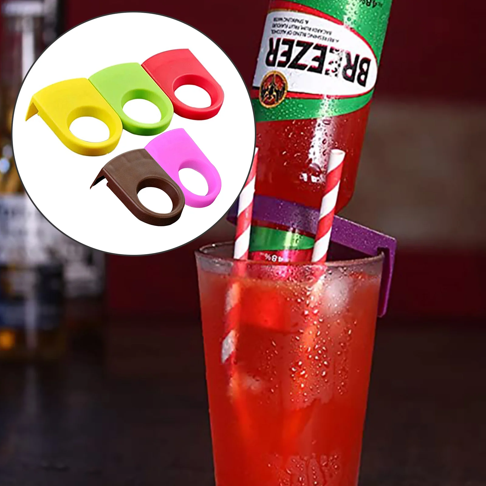 

5Pcs Mini Drinks Bottle Buckle Holders On Glass Cup Beer Cocktail Bottle Holder Drinking Bar Clip Portable Wine Bottles Rack