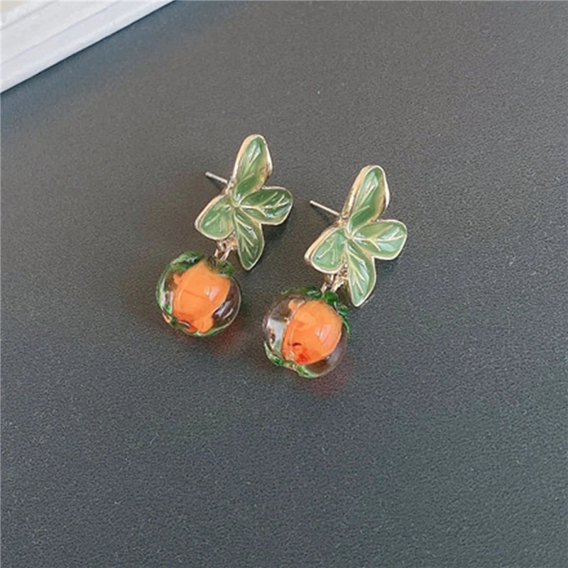 Стеклянные серьги гвоздики с каплями из глазури в виде цветка модные