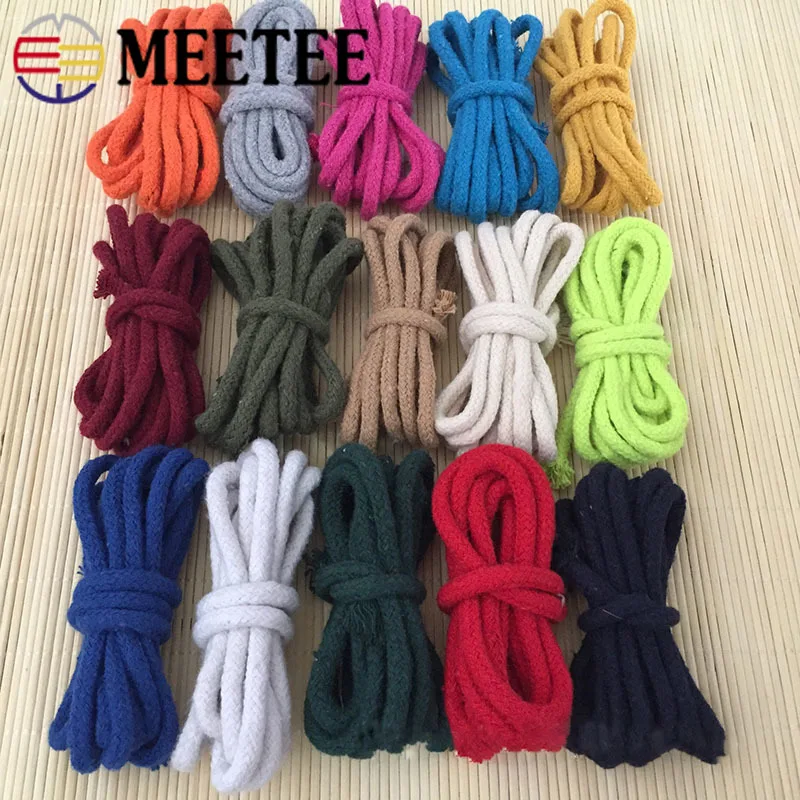 Meetee тканый хлопковый шнур 20 м 5 мм 16 нитей однотонный для брюк прочная веревка