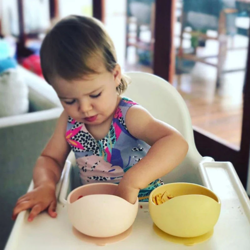 

Silicone Baby Feeding Bowl Set Silicone Spoon Wood Learning Dishes Non-Slip Suction Bowl Tableware Baby Products Dropshipping