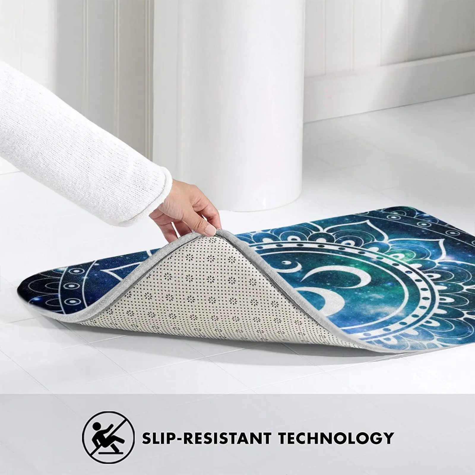 

Galaxy Om Mandala Green Blue Carpet Mat Rug Cushion Soft Non - Slip Mandala Meditation Peaceful High Frequency High Frequency