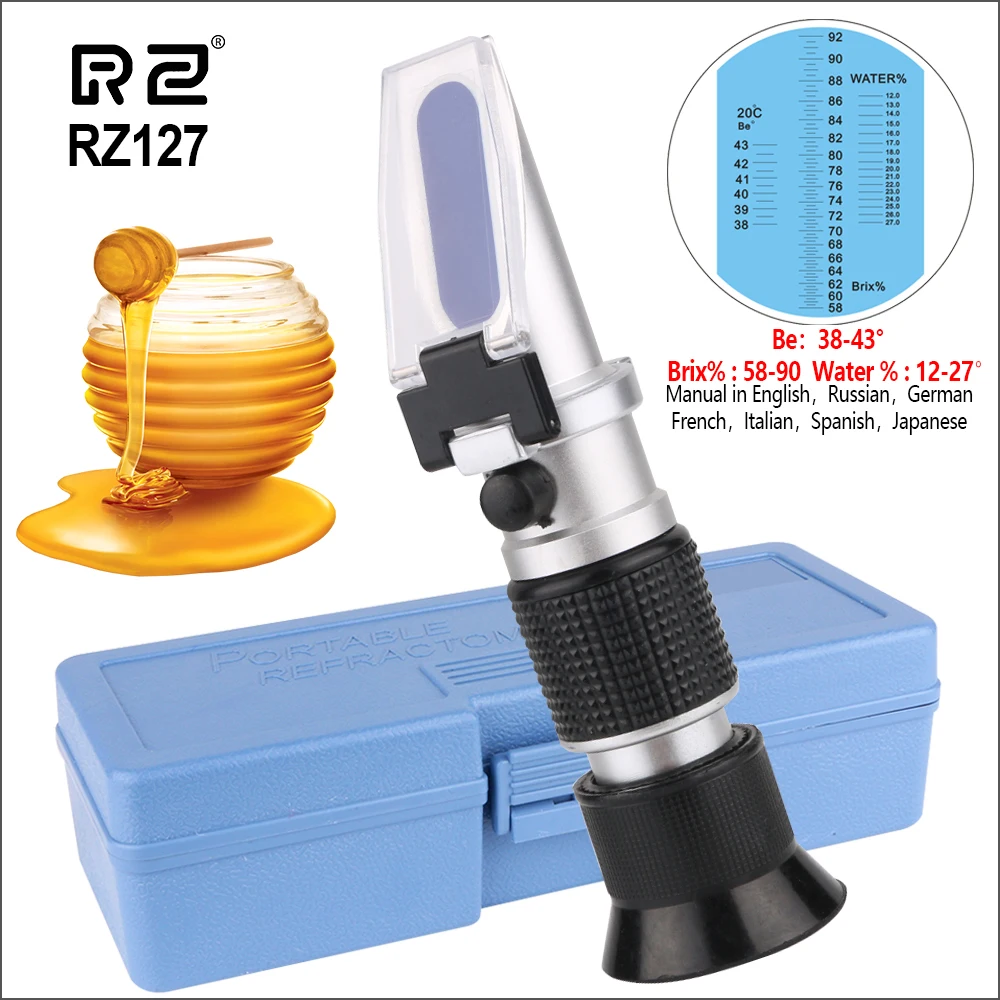 Рефрактометр RZ для меда, ручной измеритель содержания сахара, пчеловода, Brix 58%-92% - изображение