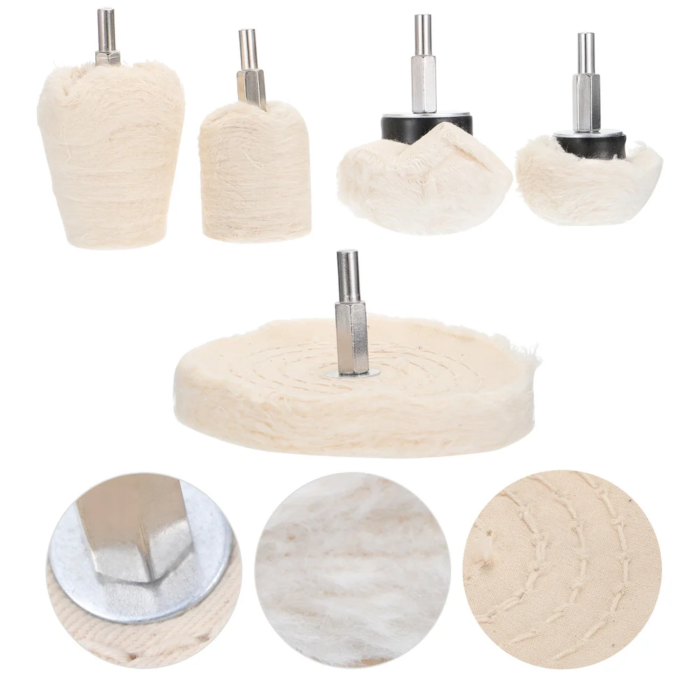 

5pcs White Flannelette Polishing Mop Wheel Drill Polishing Pad Buffing Wheel