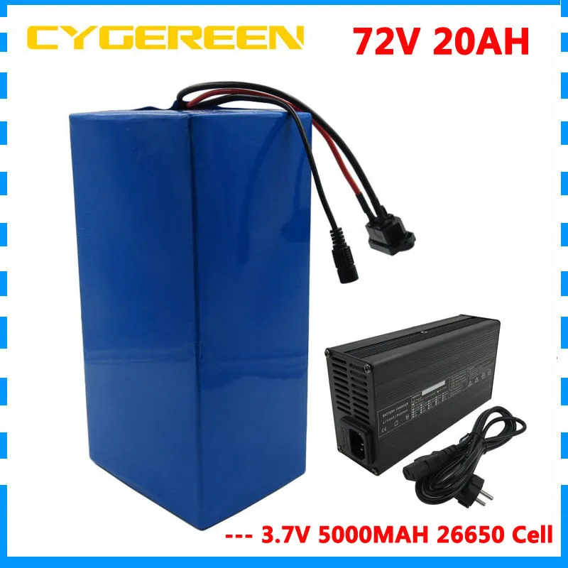 2500W 72 V 20AH скутер Батарея 72 V 20AH литий Батарея 72 V, фара для электровелосипеда в Батарея пакет 3,7 V 5000 мА/ч, 26650 сотовый 40A BMS