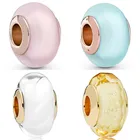 Белые волны, золотые граненые матовые синие и розовые фотообои, подходит для браслета Pandora, DIY ювелирные изделия