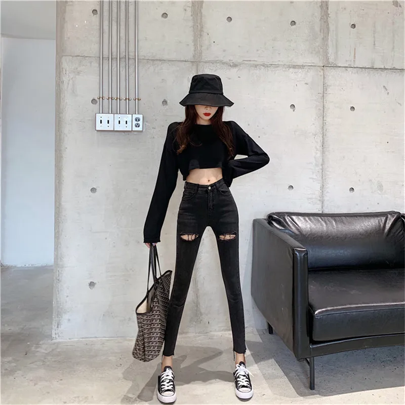 Новые весенне-летние джинсы корейской версии 2021 тонкие пушистые узкие