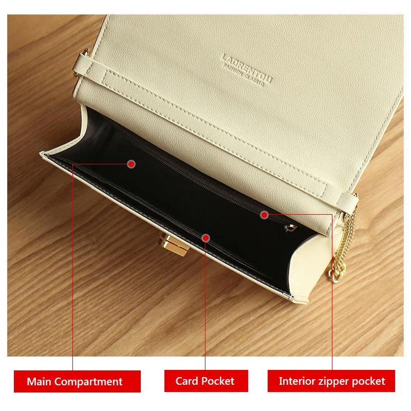 LAORENTOU Маленькая женская сумка с клапаном Классическая мягкая яловая кожа через