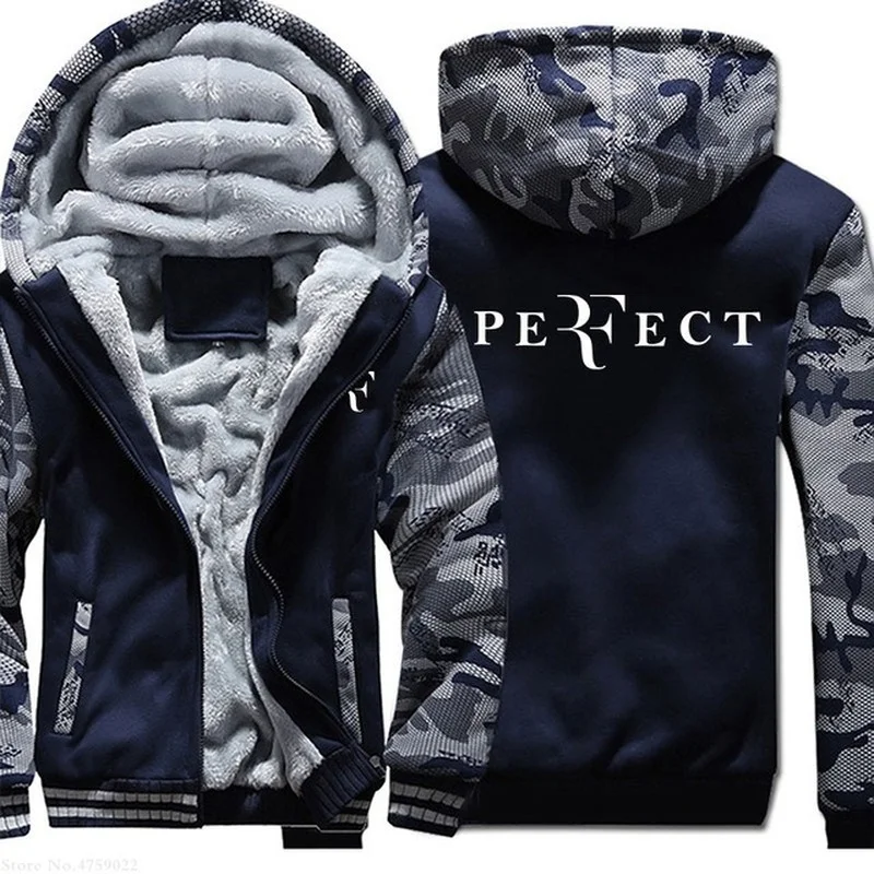 

2021 NEW Winter Jacket Men Thicken Zipper Hooded RF Roger Federer Jacket Sweatshirt Outwear Warm Coat Male Casual Clothing