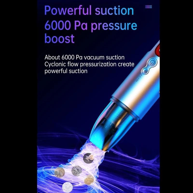 

Wireless Portable Car Vacuum Cleaner High Power 6000Pa Suction for Detailing and Cleaning Car Interior, For Home/Car Cleaning