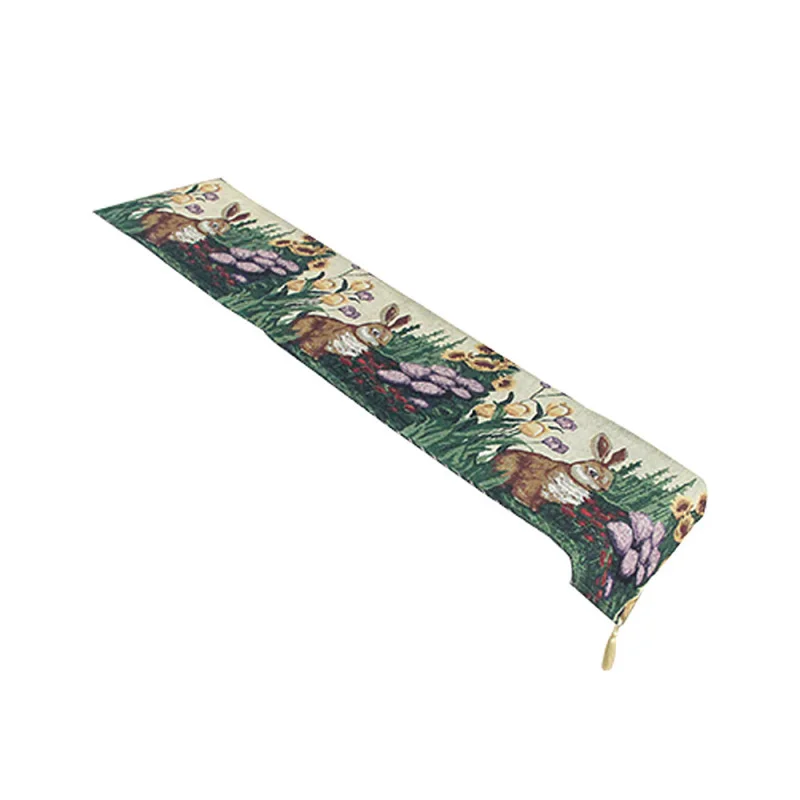 

33x180cm Cute Rabbit Jacquared Fabric Table Runner DIY Easter Party Home Decoration Dining Table Tablecloth Supplies