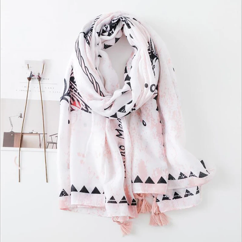 

Elegant Foulard Designer Feather Female Shawl Women Bandana Cachecol Feminino Chiffon Hijab Luxury Cotton Blend Women Scarf