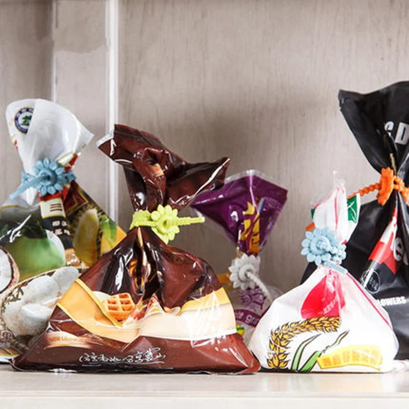 

4pcs Silicone Bag Ties snacks sealing clip Wire Cable Tie Food bag sealing clamp Cable Management wire holder home organizer