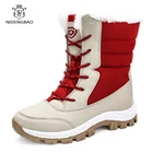 Водонепроницаемые зимние ботинки; Женская обувь на меху; Зимние Теплые ботильоны на плоской подошве; Нескользящие женские кроссовки; Zapatos Mujer; Большой размер 42