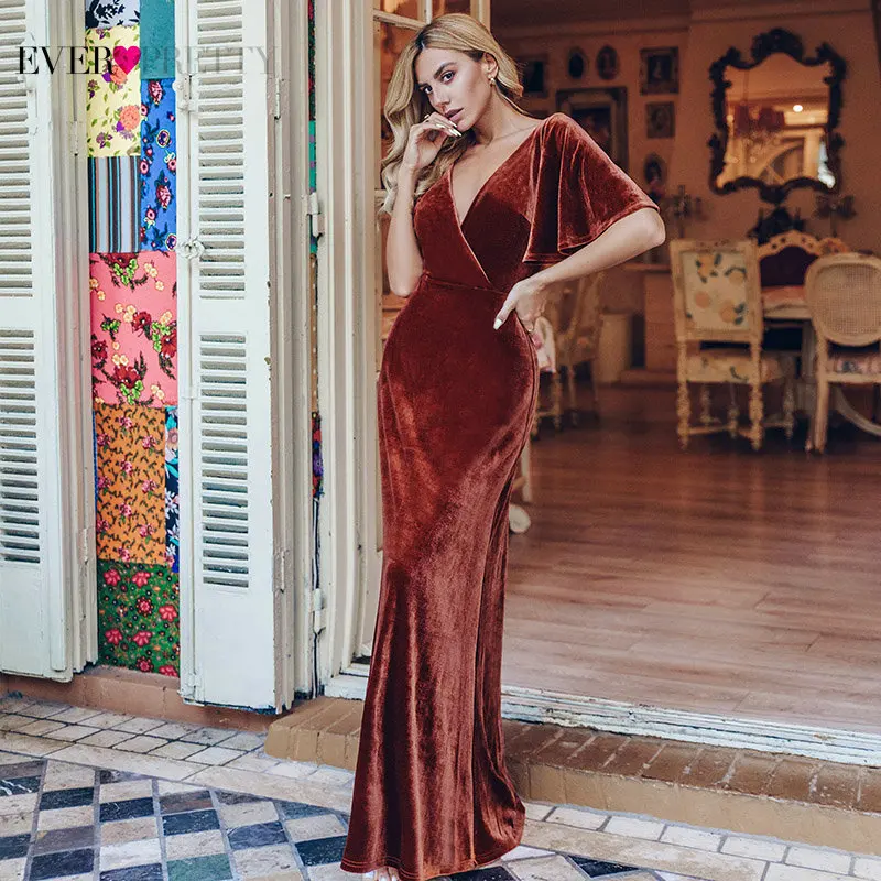 Бордовые вечерние платья размера плюс Ever Pretty EP00861KD А силуэта с двойным v образным