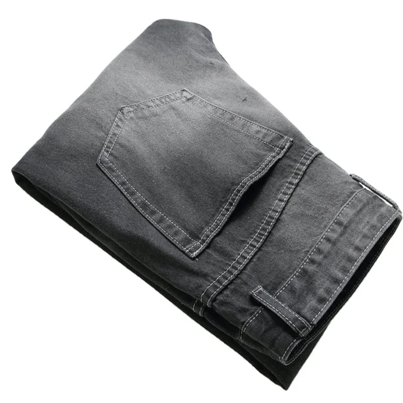 

2021 Men's New Black Jeans Youth Ripped Straight Trousers