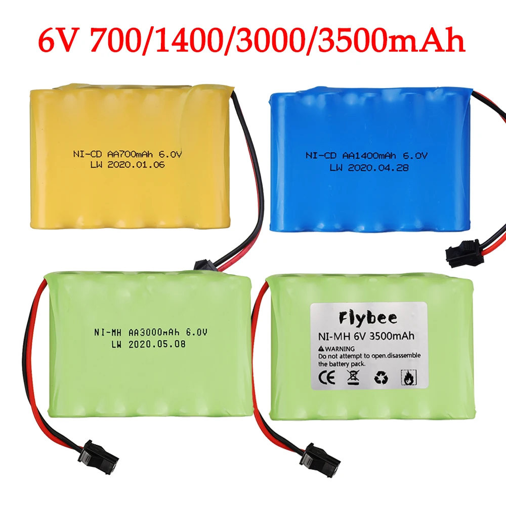 

6V 700mah/1400mah/3000mah/3500mah NICD Rechargeable Battery Pack For Remote Control Toys Electric Car SM Plug 6.0V NIMH Battery