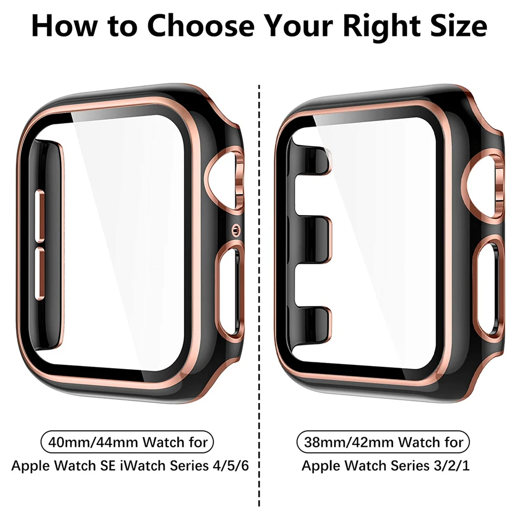 

Cases For Apple Watch Se 6 5 4 40mm 44mm Built-in Tempered Glass Screen Protector Case For Iwatch 3 38mm 42mm Bumper For Iwatch
