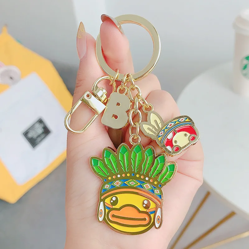 

New Style Metal Little Yellow Duck Key Chain Delicacy Car Keychain Cartoon Men Women Backpack Keyring Pendant Trinket Decoration