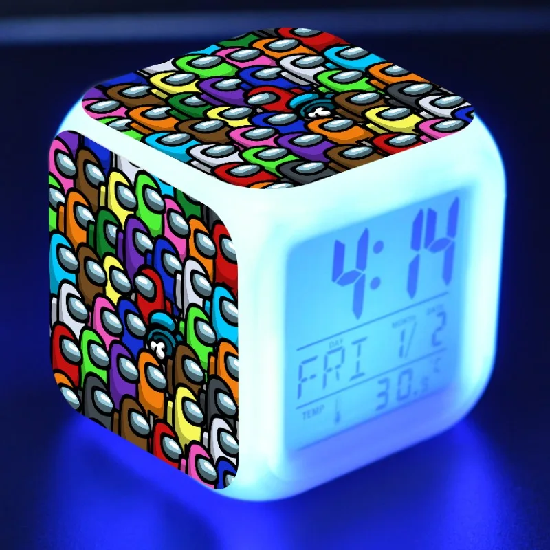 

Hot Among Us Game Figurine Model LED Color Touch Light Alarm Clock PVC action & toy figures boys