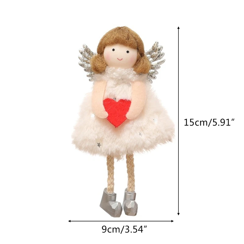 

Cute Heart Plush Angel Doll Christmas Tree Hanging Ornaments Mother's Day Gifts Xmas Tree Decoration for Kids