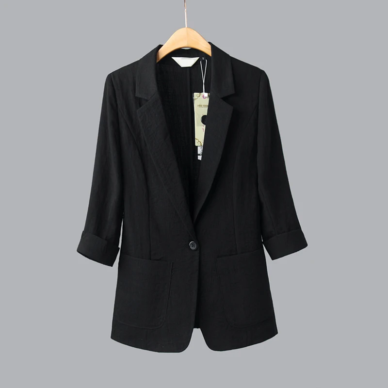 Blazer Jacket Female 2019 Linen Basic Coat Plus size Large Suit Women Outwear Spring Casacos Femininos Lady OL Work Clothes 7XL | Женская