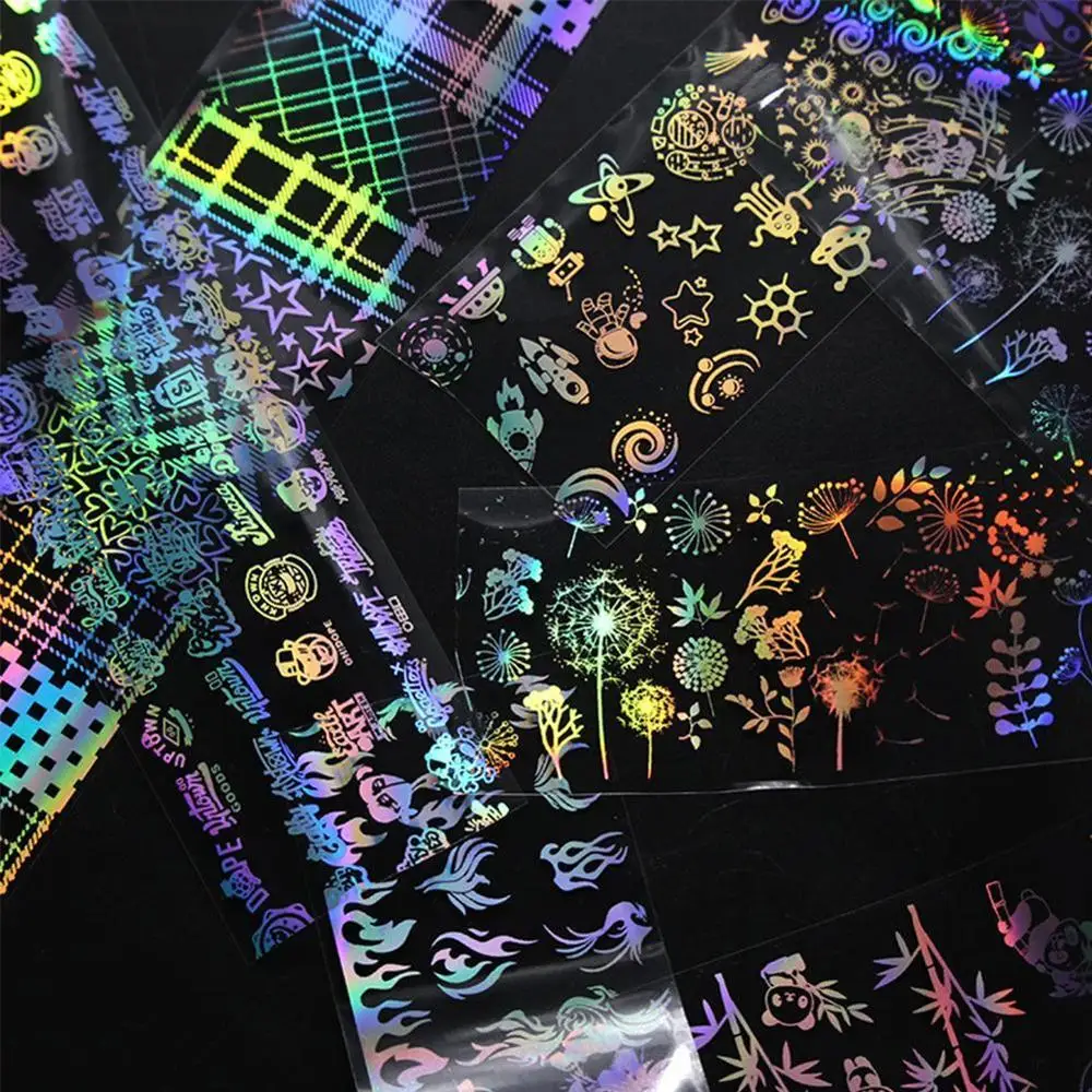 4*100cm/Roll new Holographic Nail Foil Flame Dandelion Art Transfer Sticker Water Slide Decals | Красота и здоровье