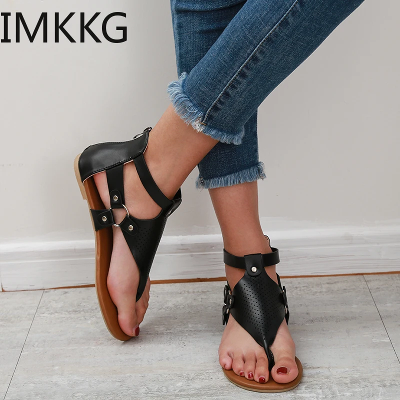 Женские босоножки Сандалии из искусственной кожи на плоской подошве Летняя