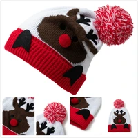 childrens winter deer knitted pom beanie bobble hat pompom woolen hat for kids girls boys warm toddler baby hats christmas gift